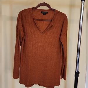 Sanctuary burnt orange long sleeve waffle knit tunic